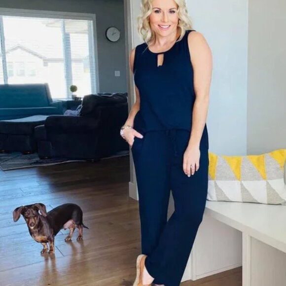 CAbi Summer Sleeveless Jumpsuit #5954 Navy Size: Small - Picture 3 of 10